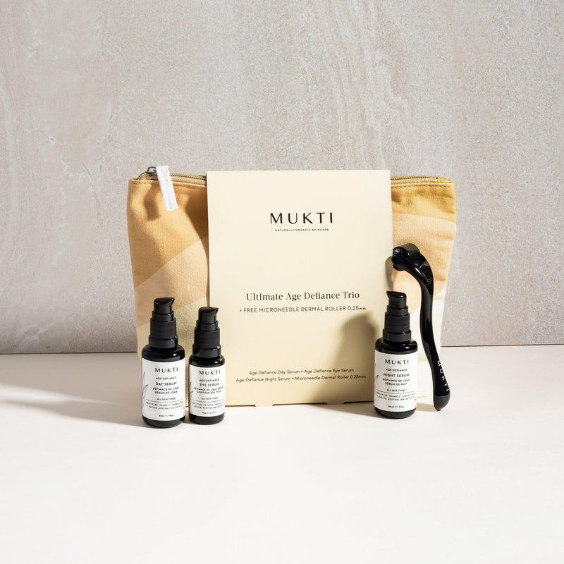 The Age Defiance Collection + FREE Dermal Roller 0.25mm - Mukti Organics